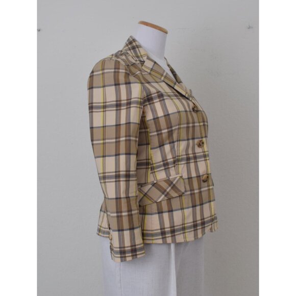 Vintage 80s Plaid Crop Jacket | size 6 - Picture 4 of 10